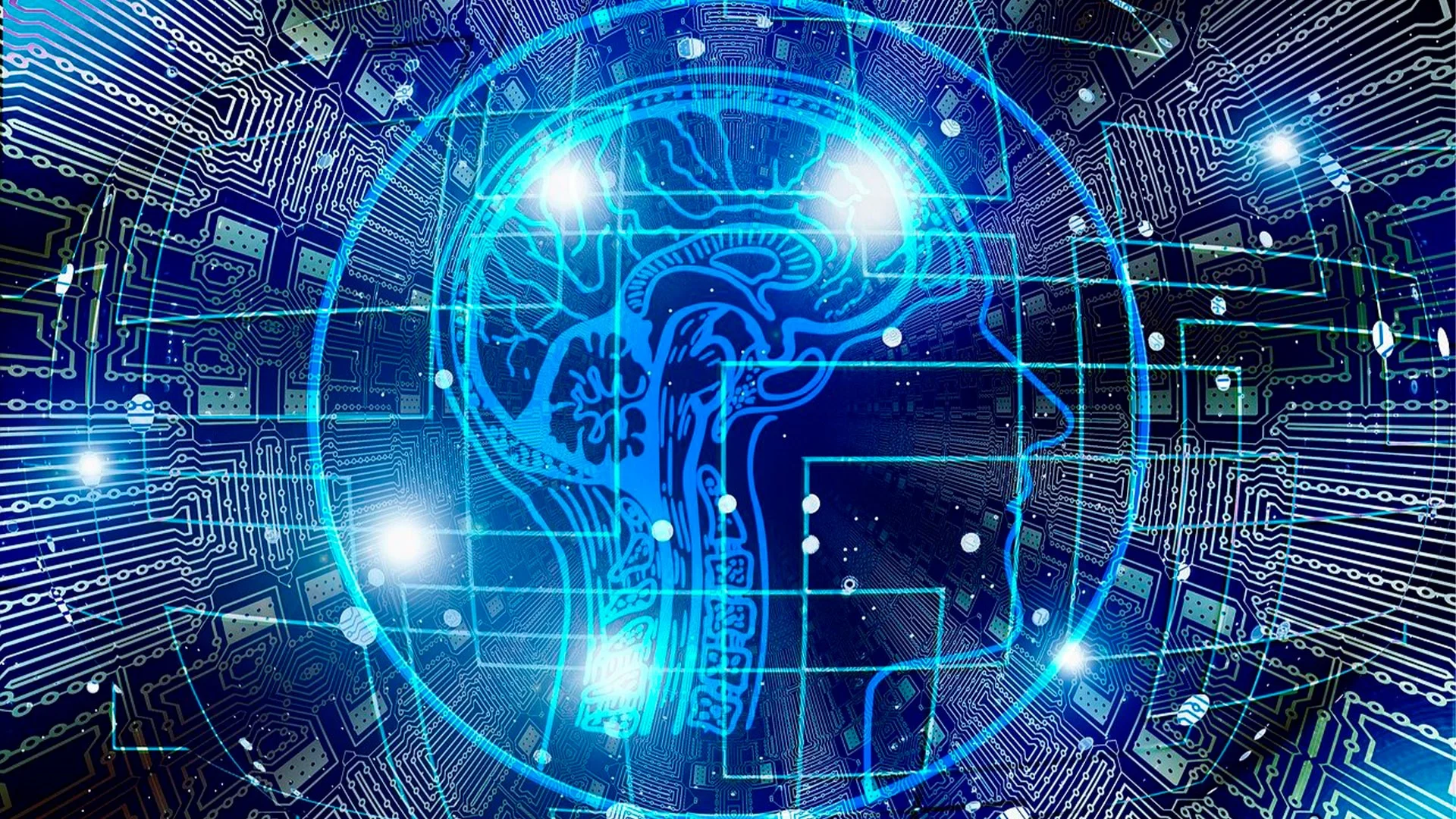 Cérebro Digital em fundo azul, representando a coluna direito 4.0: fronteiras digitais do portal jurídico magis