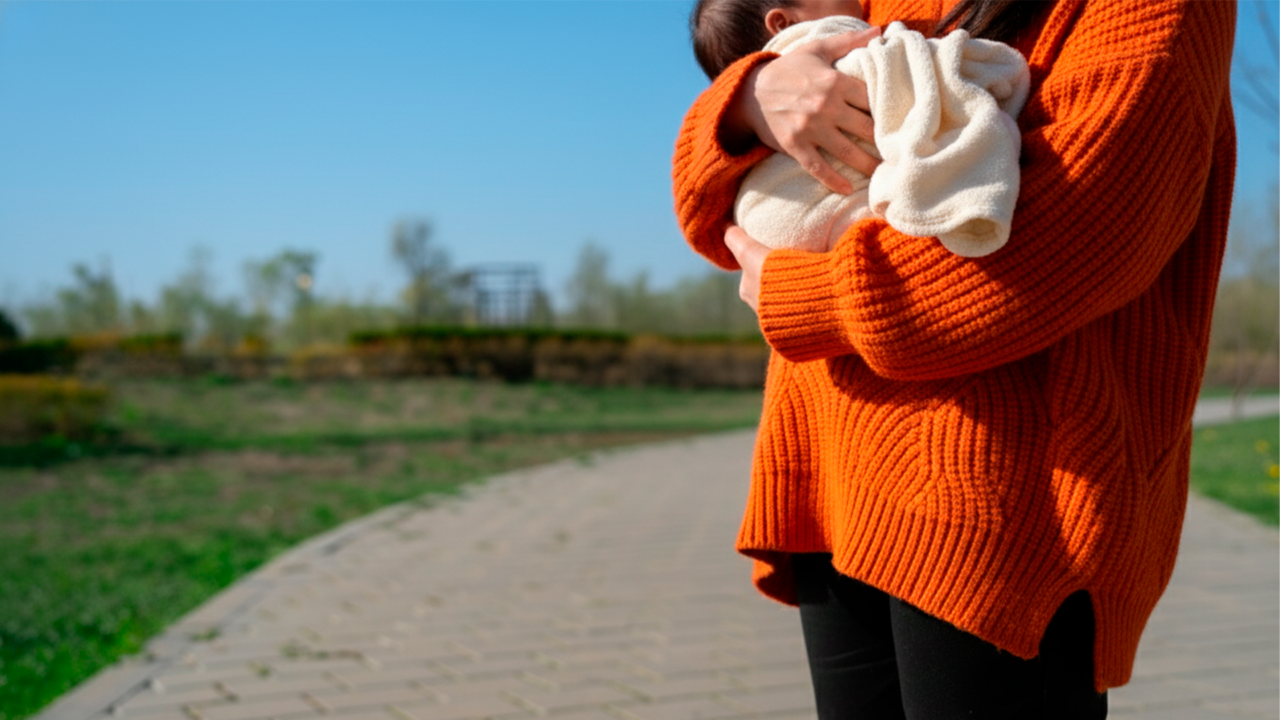 adolescente segurando criança